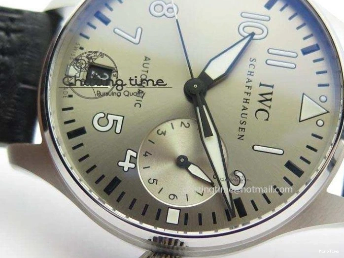 MIROTIME 0318 TimelessDesign Big Pilot Real PR IW500906 ZF 1:1 Best Edition Silver Dial On Black Leather Strap A 7285